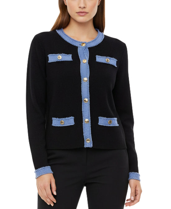 Knit Top w/ Denim Trim view