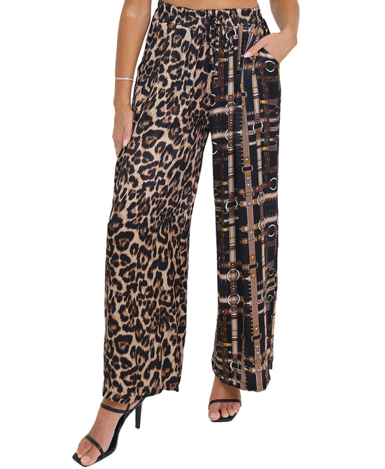 Leopard & Chain Print Pants view