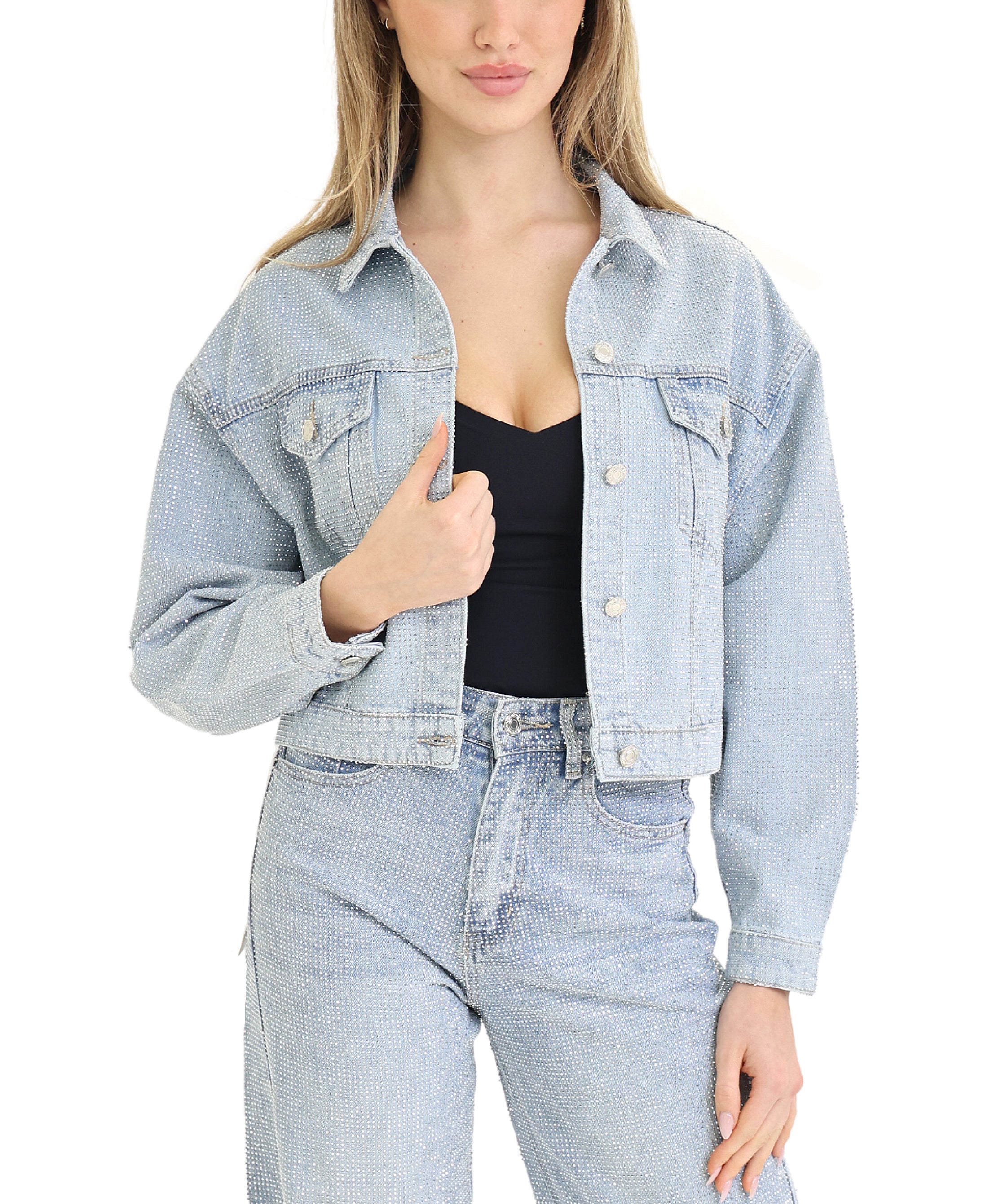 Crystal Encrusted Denim Jacket – FOX'S - Online