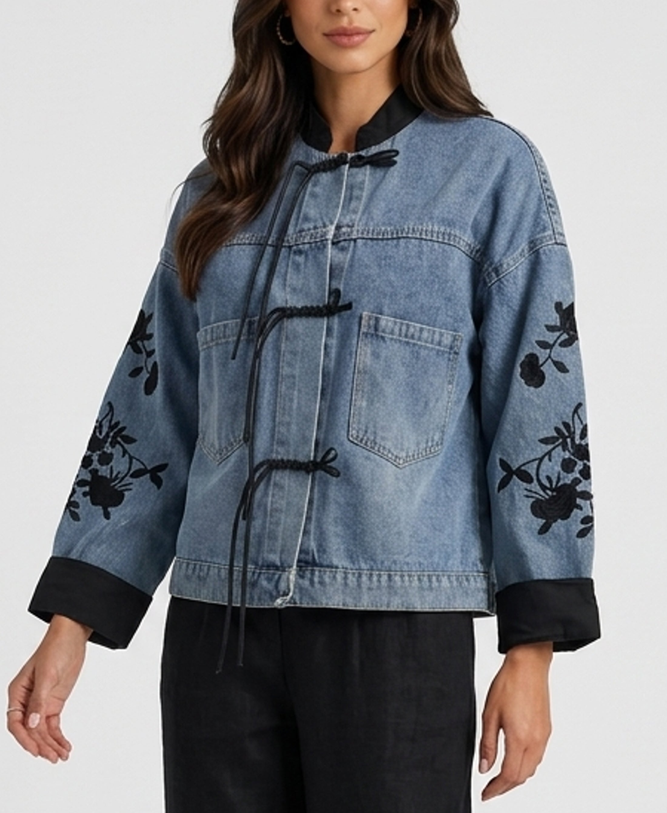 Embroidered Denim Jacket – FOX'S - Online