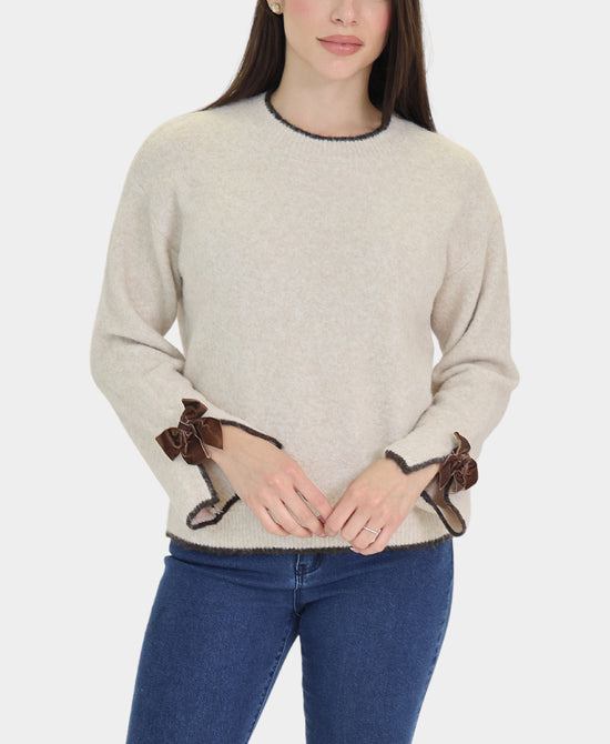 Sweater w/ Velvet Bow Detail view