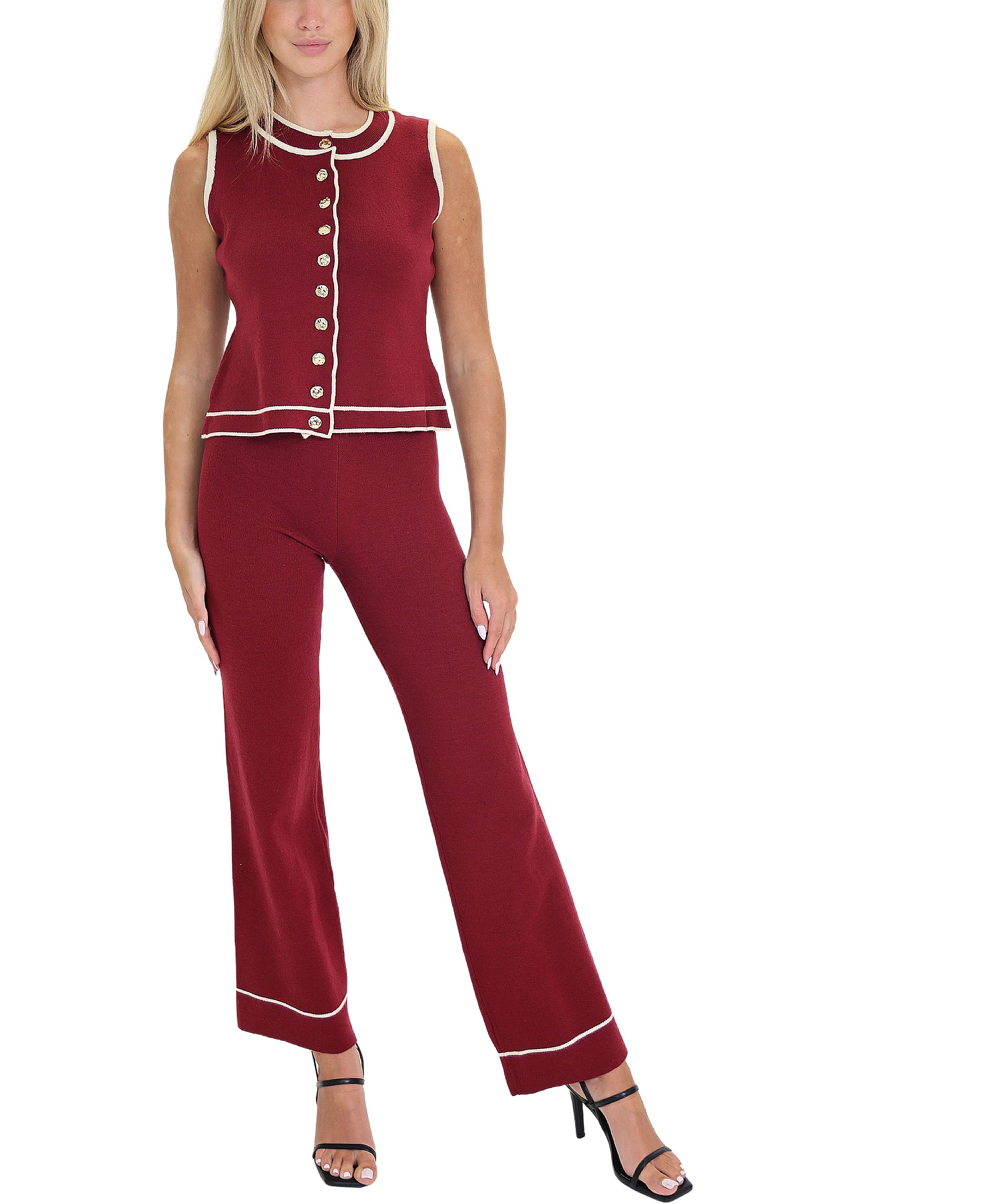 Contrast Knit Top Pants Set 2 Pc Set FOX S Online