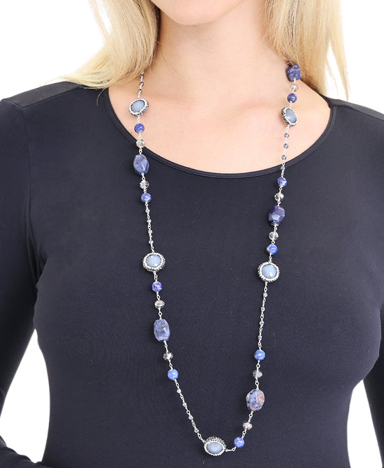 Natural Stone Long Beaded Necklace view
