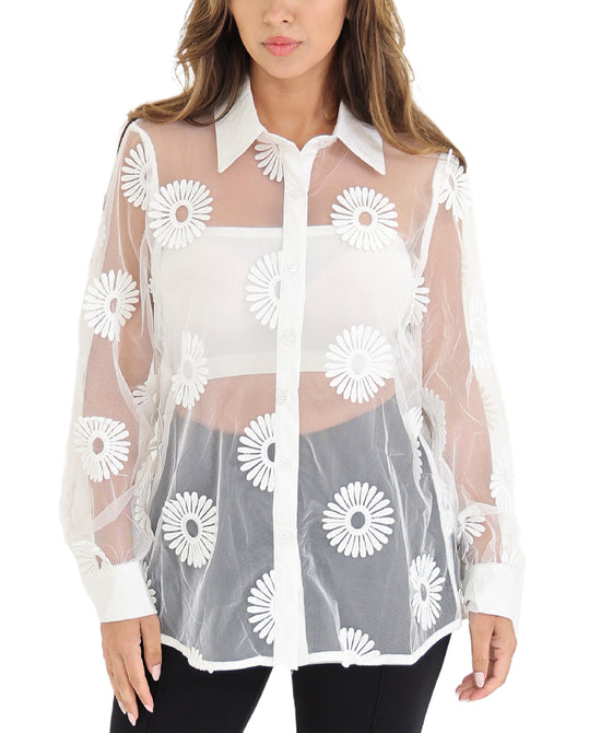 Embroidered Daisy Blouse view 1