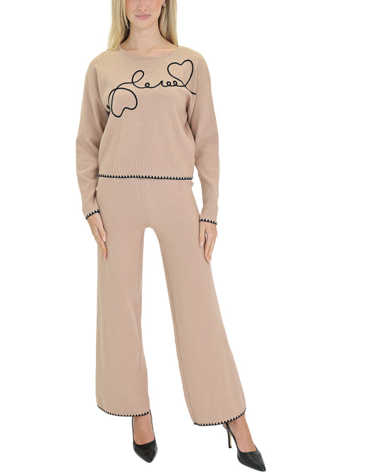 "Love" Knit Top & Pants Set- 2 Pc Set view