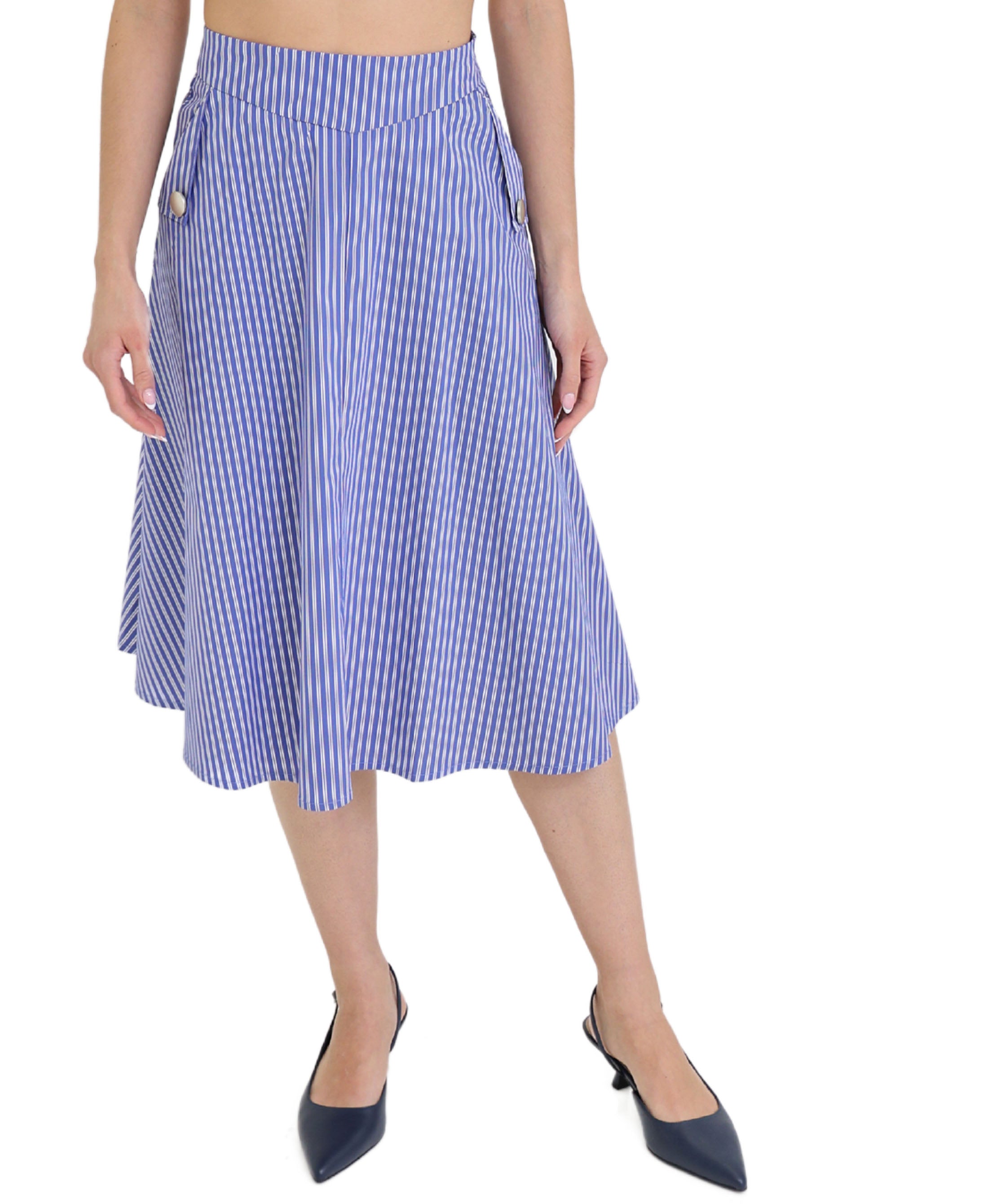 スカート STRIPED WOOL SKIRT Striped Midi Skirt – FOX'S - Online