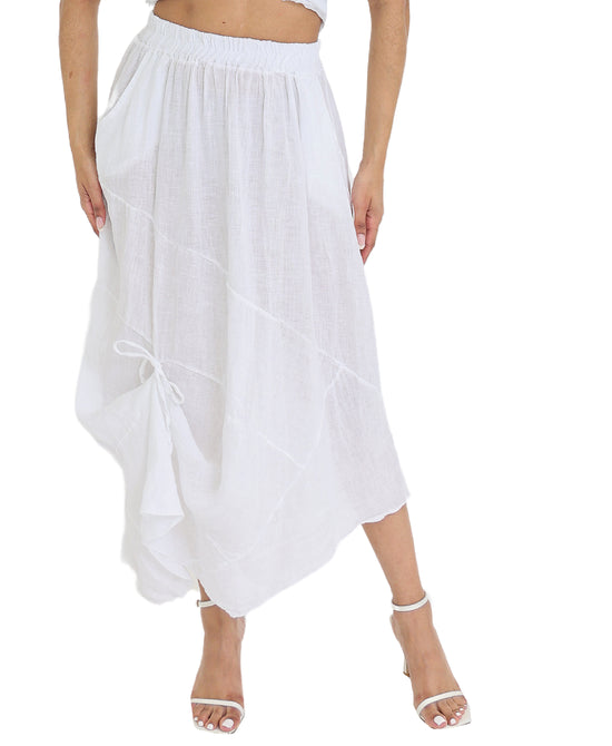 Linen Skirt w/ Ruched Tie view 1
