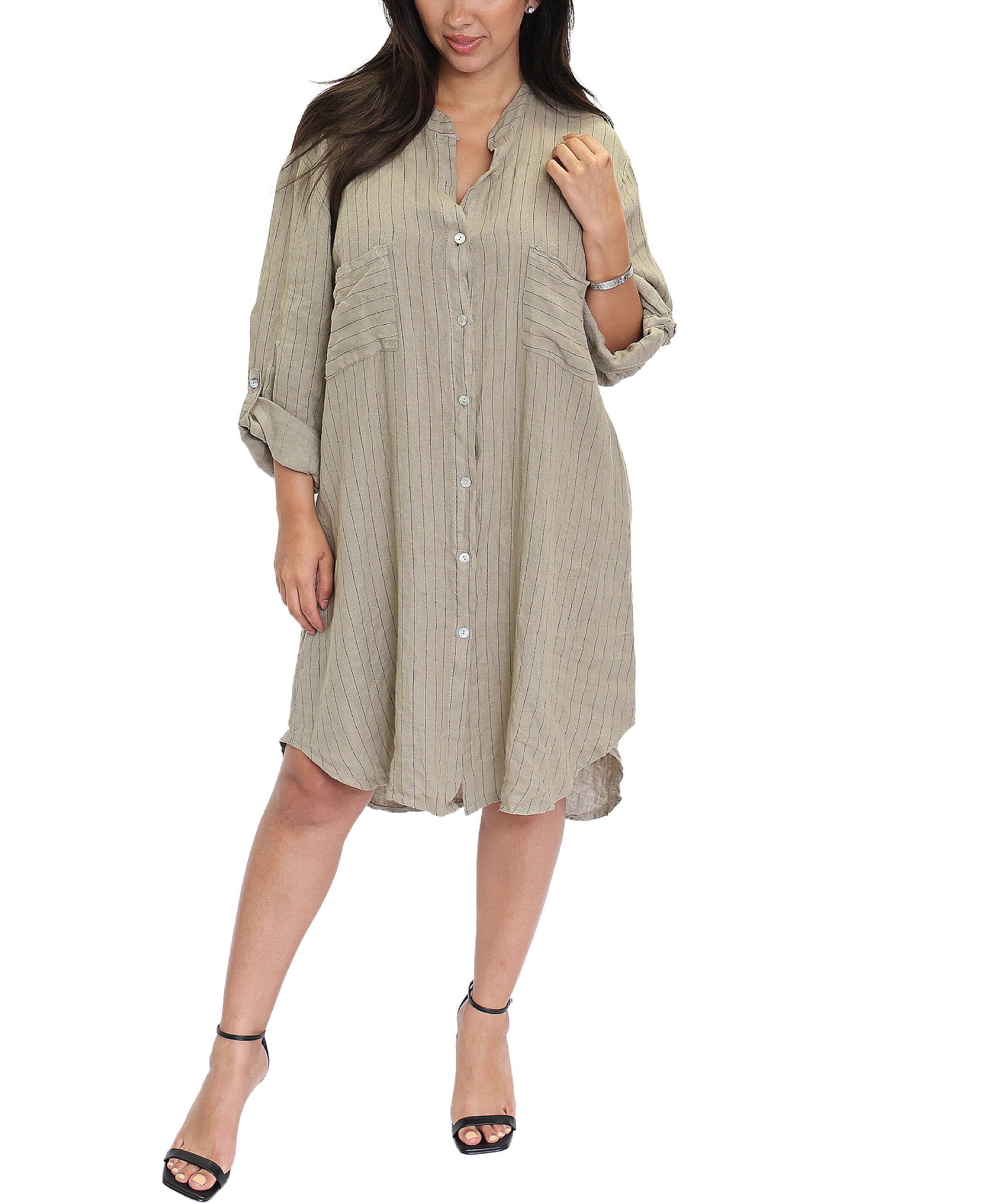 Stripe Linen Shirt Dress Fox's Designer Offprice