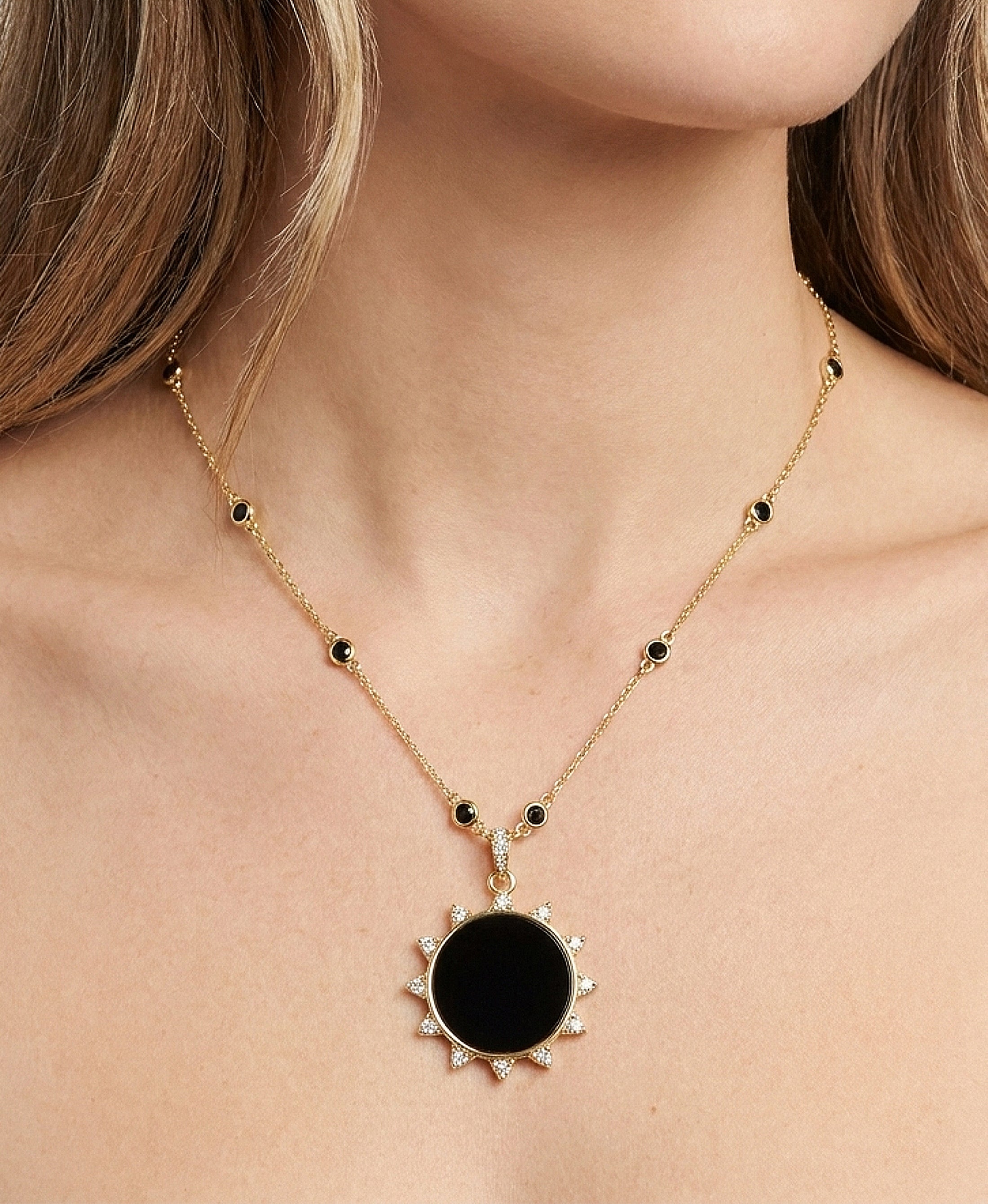 Cubic Zirconia Sun Pendant Necklace – FOX'S - Online