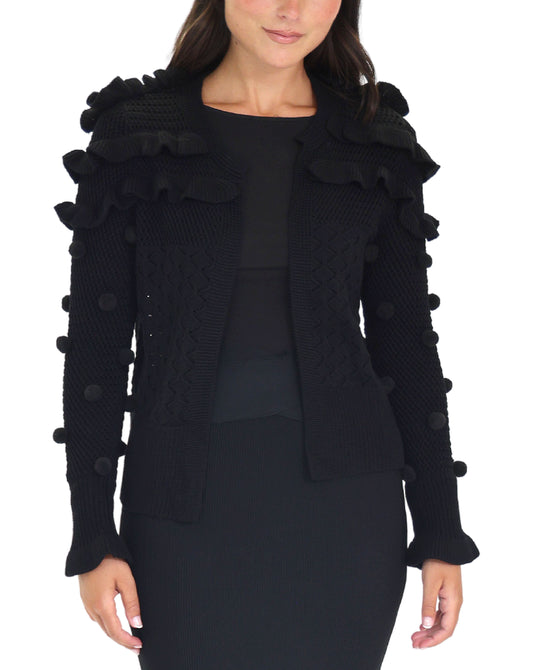 Crochet Cardigan w/ Pom Poms view