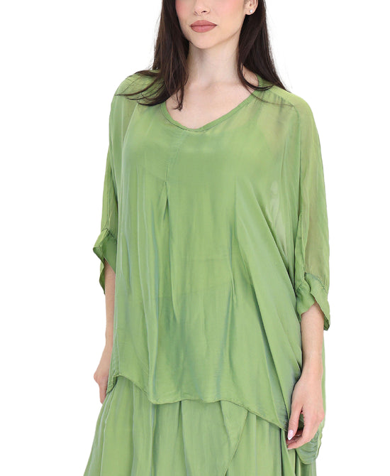 Asymmetrical Silk Top view