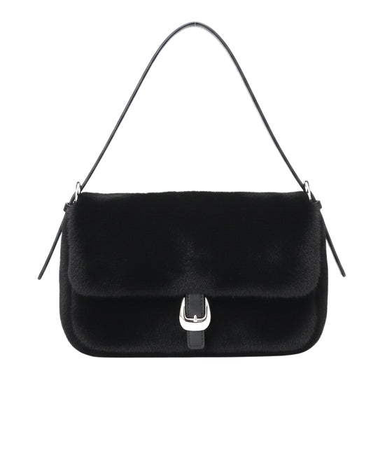 Faux Fur Shoulder Bag w/ Buckle Detail view