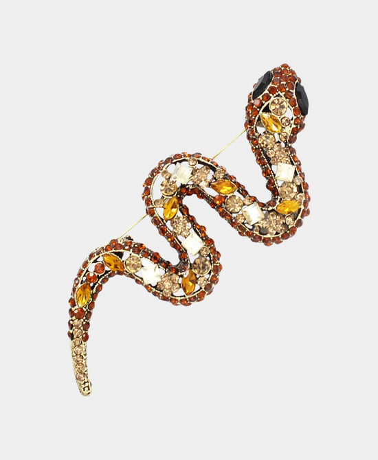 Large Crystal Snake Brooch view