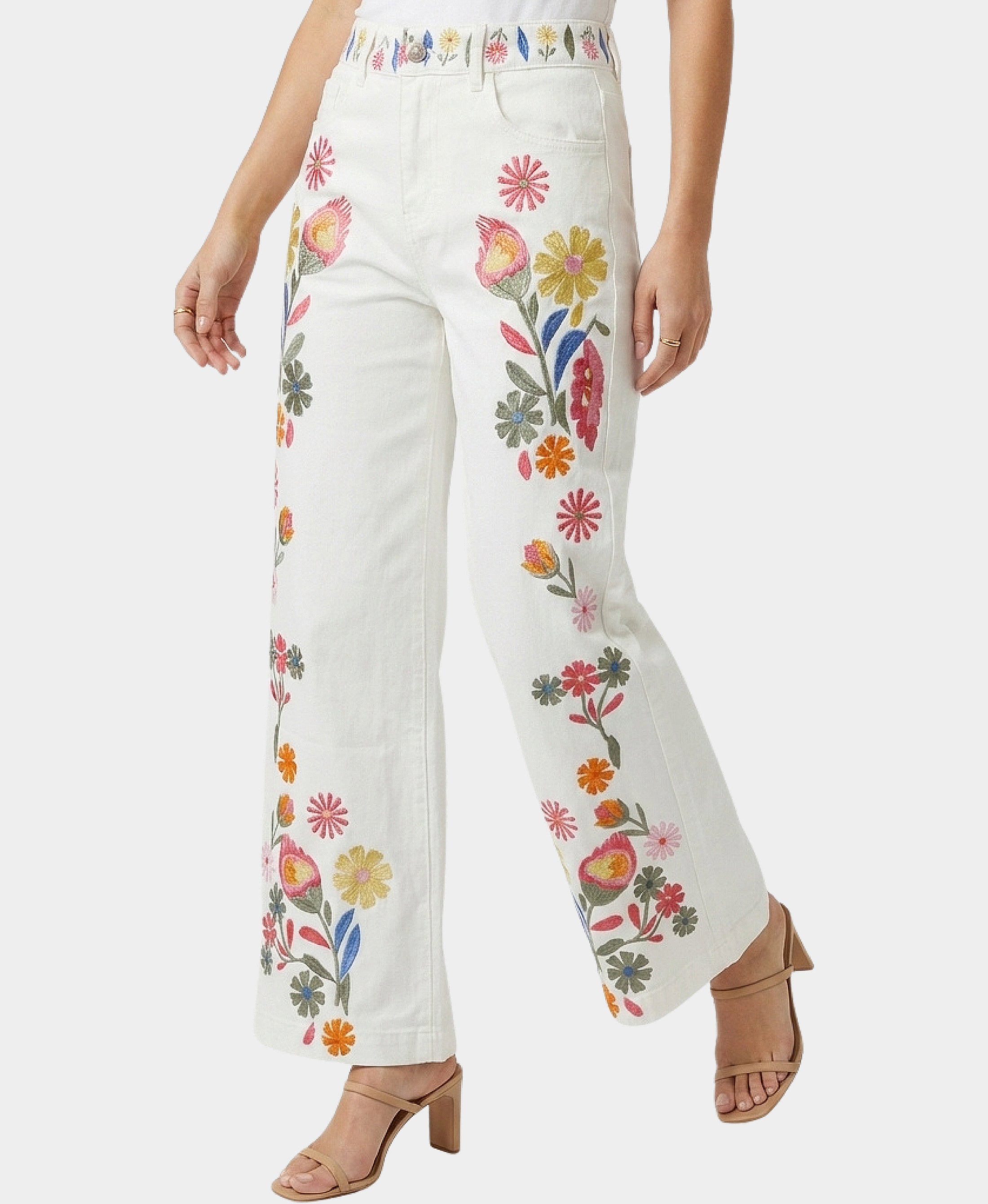 Jeans w/ Embroidered Flowers – FOX'S - Online