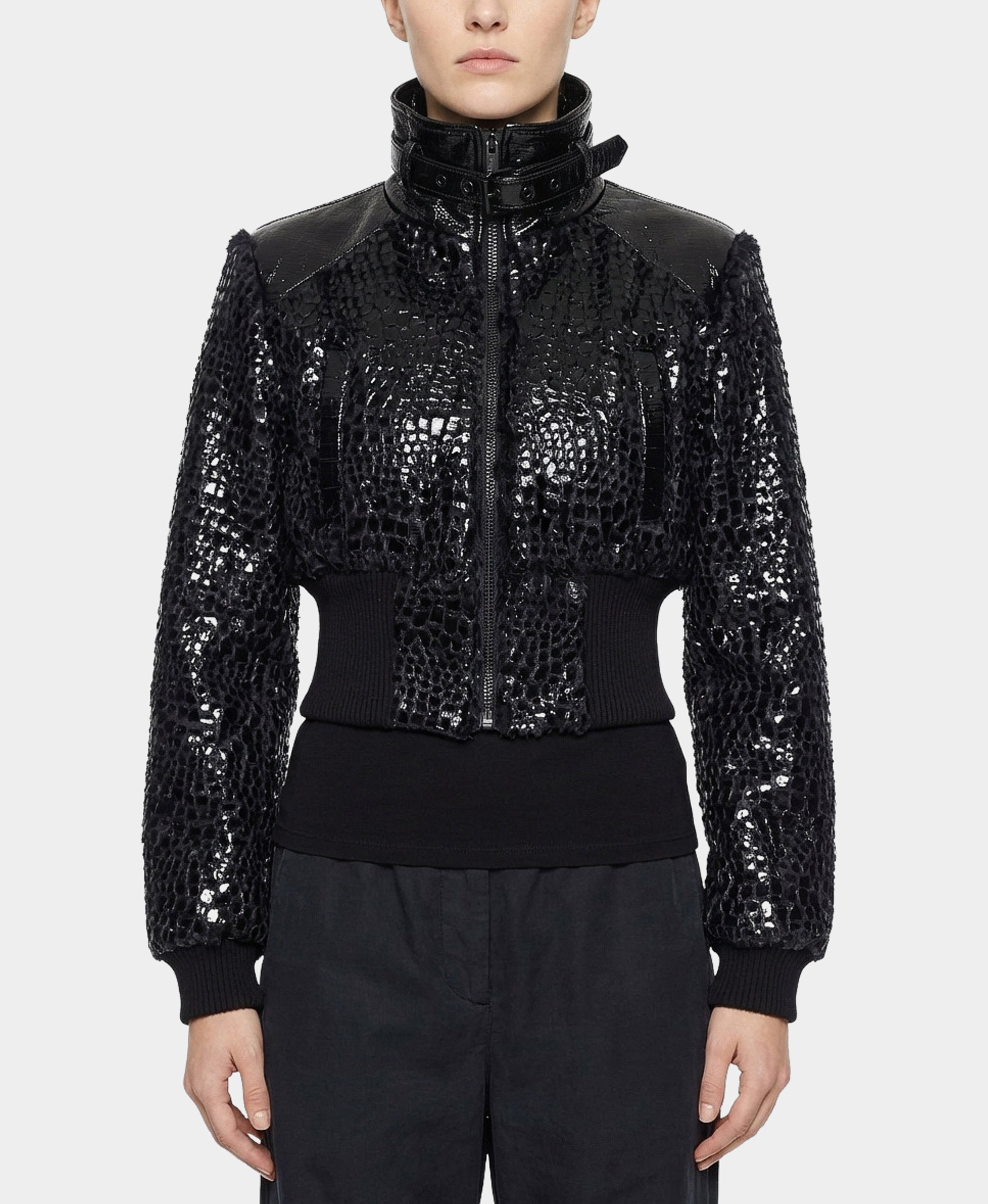 Textured Faux Leather Jacket – FOX'S - Online