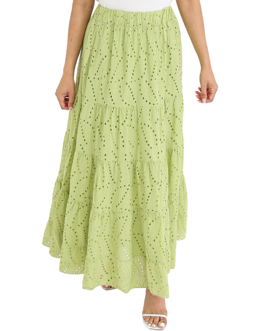 Eyelet Tiered Maxi Skirt view 1