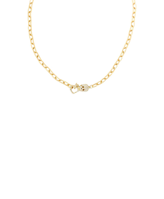 Matte Box Chain Necklace w/ CZ Skull view