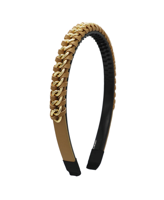 Chain & Faux Leather Headband view