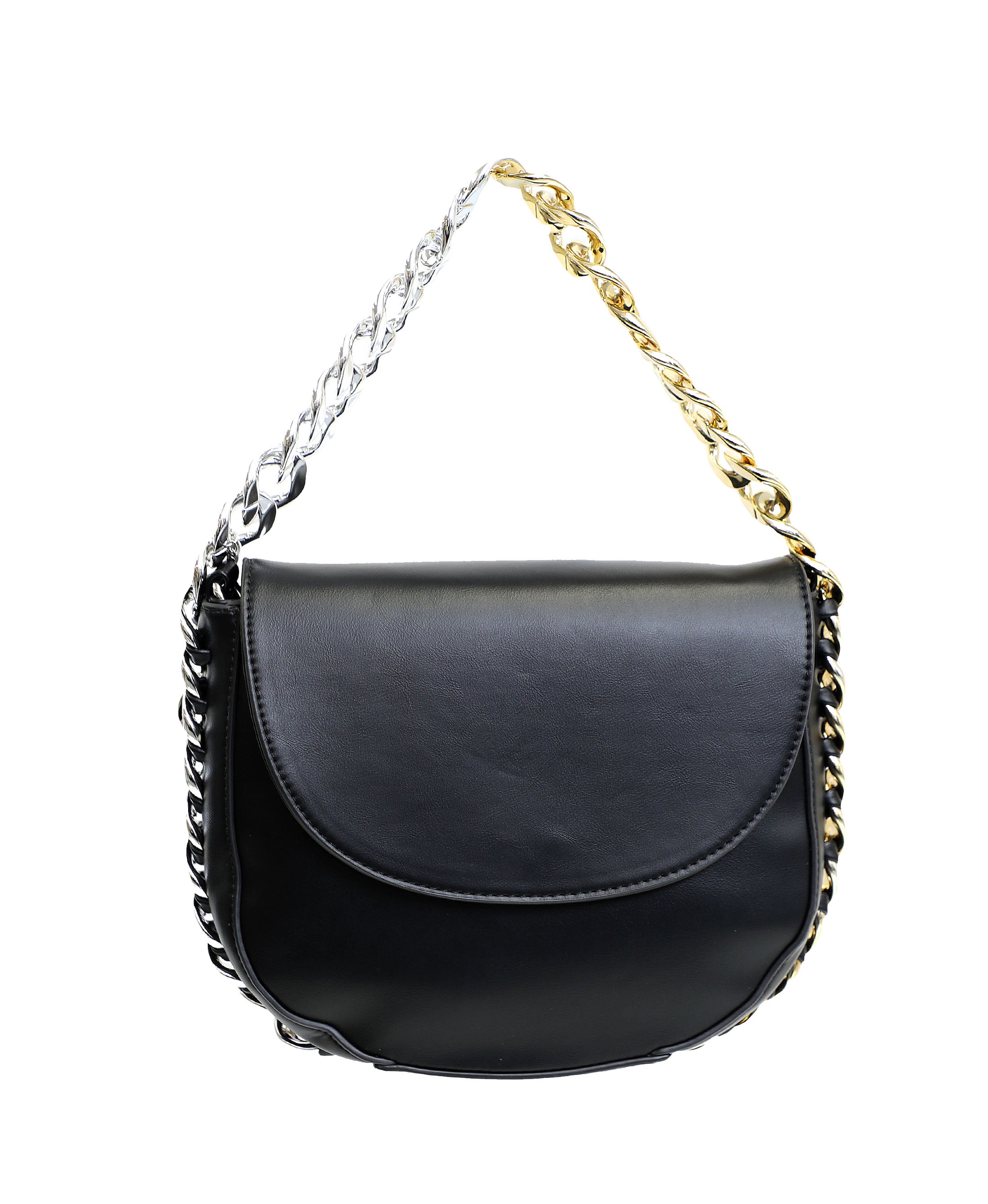 Ashrykins half moon with thick chain Details cross body bag in Black