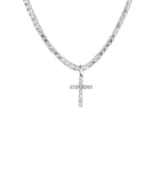 Men's Cross Tennis Necklace w/ Cubic Zirconia view