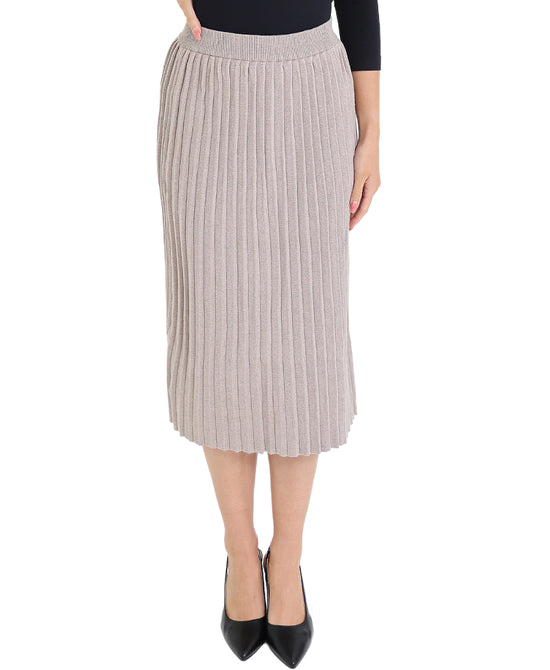 Pleated Knit Midi Skirt view 1