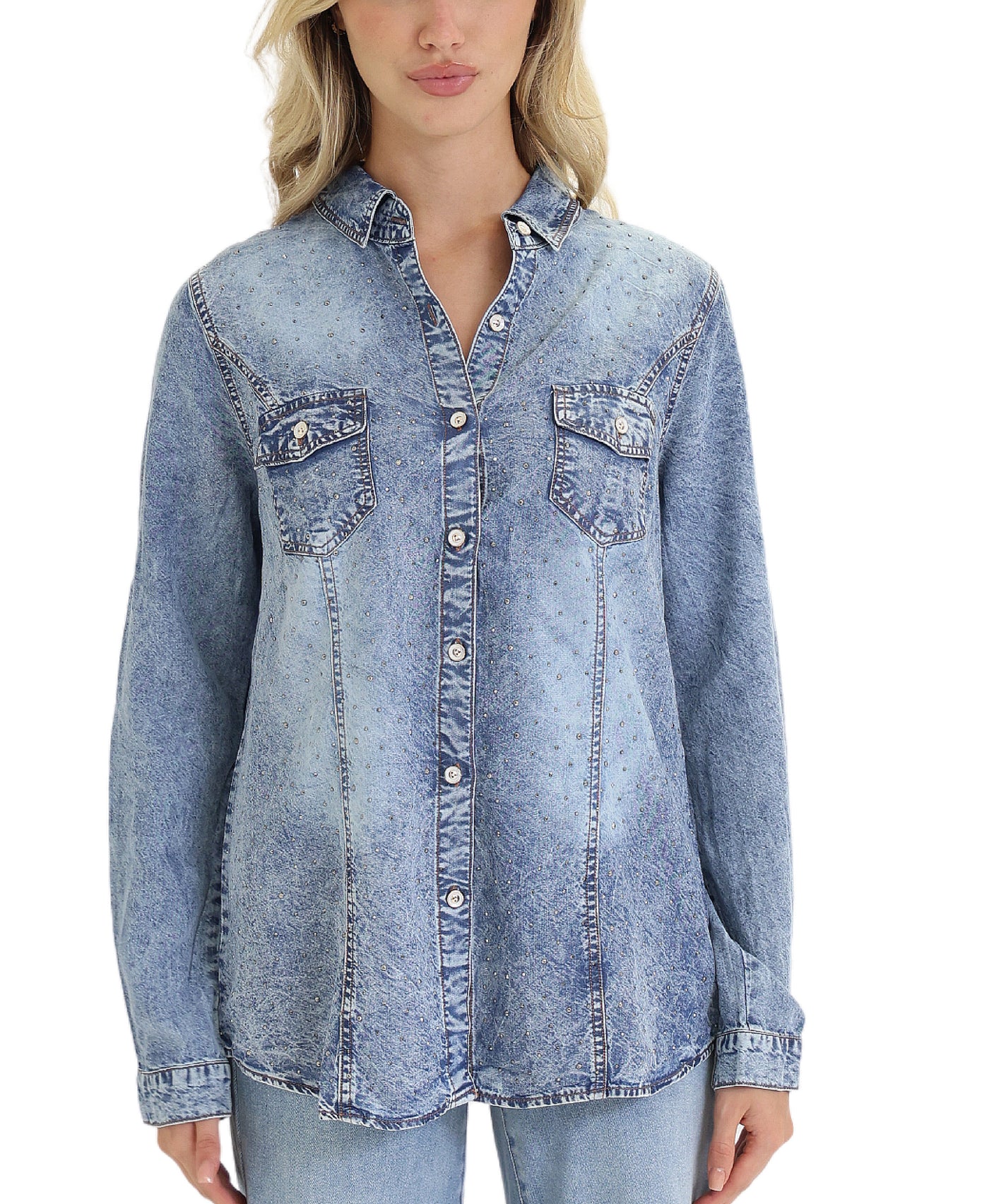 Denim Top w/ Sequins view 1