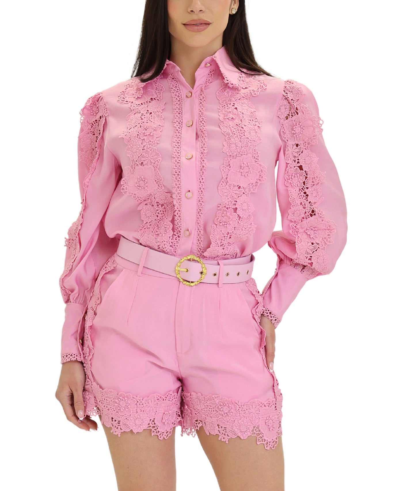 Crochet Lace Blouse & Short Set- 2 Pc Set view 1