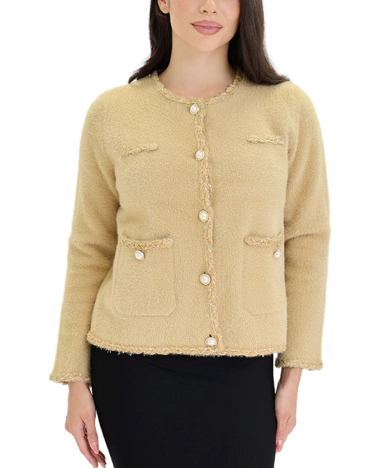 Cardigan Sweater w/ Metallic Trim view 