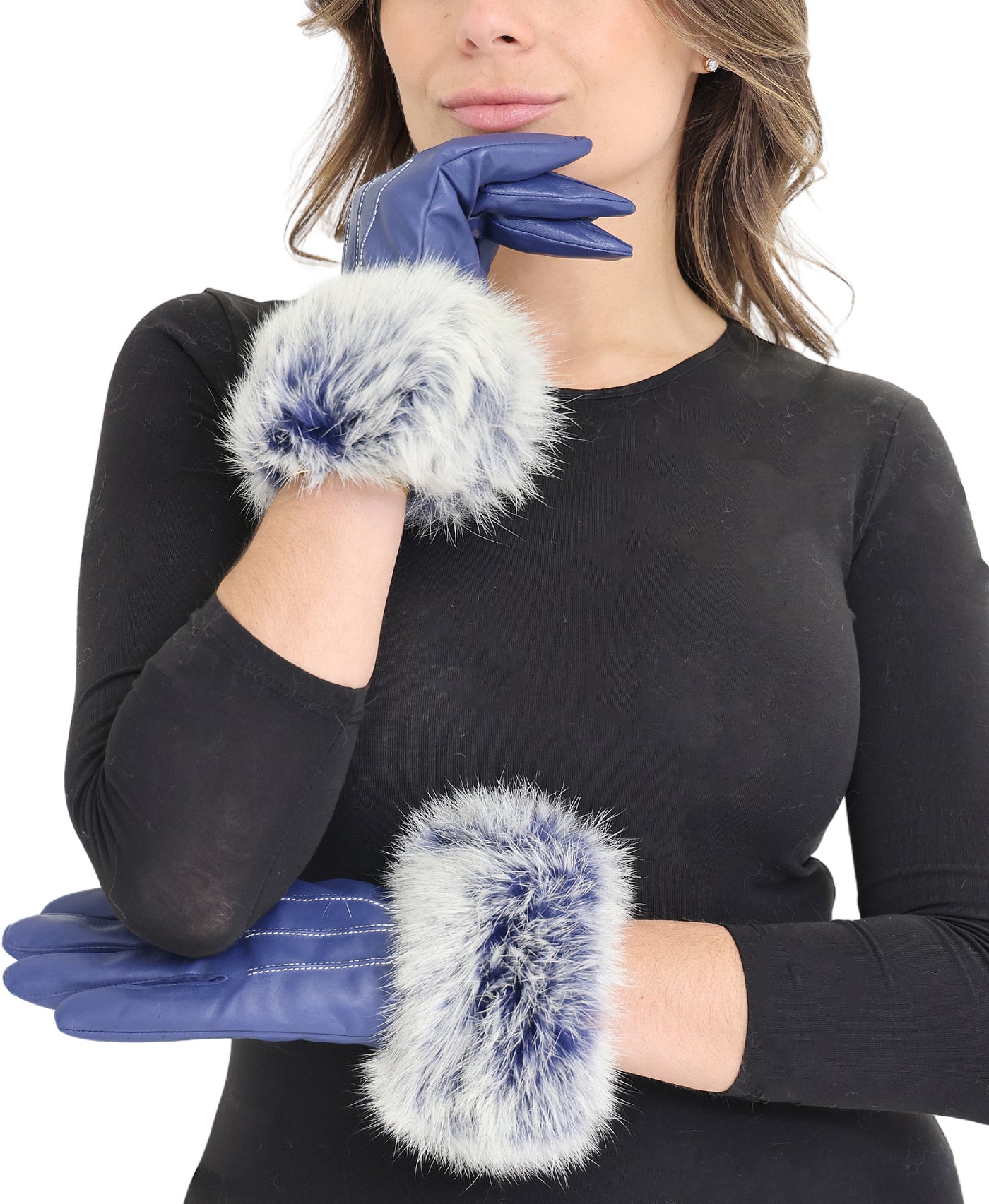 Leather Gloves w/ Fur Cuffs view 1