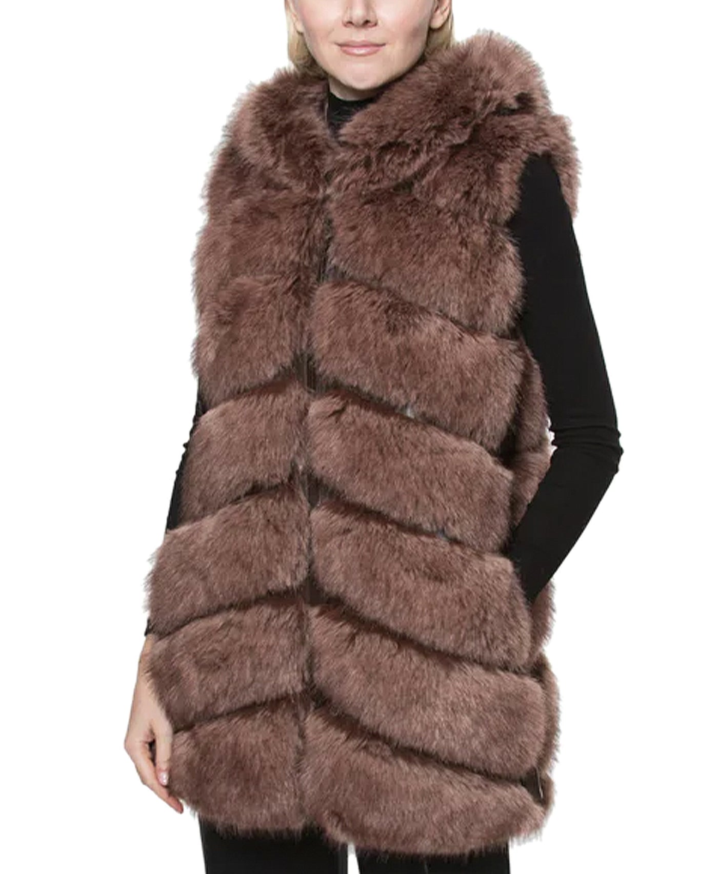 Faux Fur Vest w/ Hood view 1