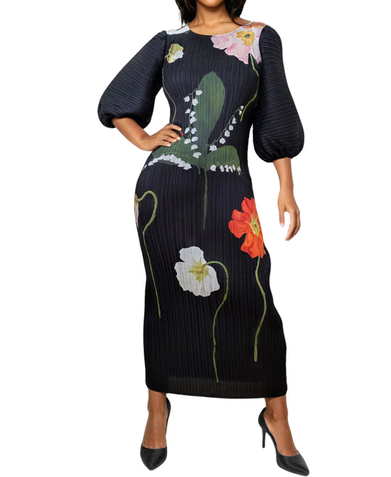 Crinkle Dress w/ Flowers view 