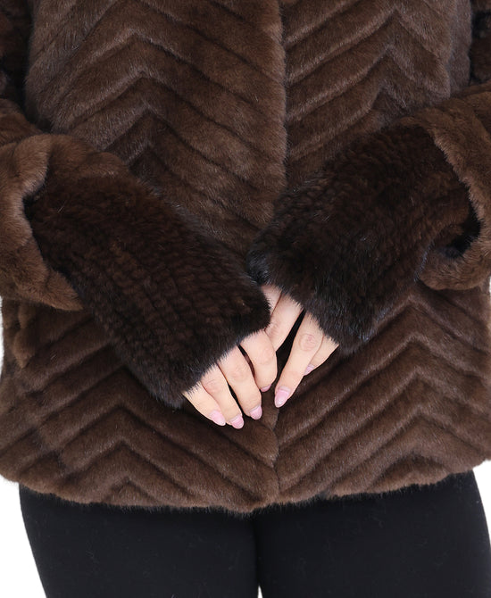 Mink Fingerless Gloves view 