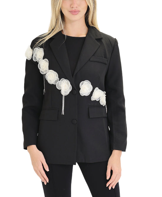 Blazer w/ Rhinestone Tassels & Flowers view 