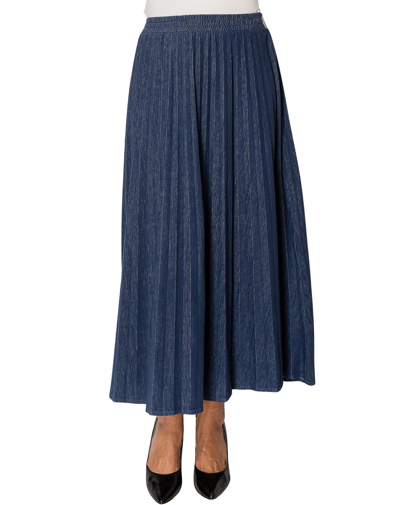 Pleated Denim Skirt view 1