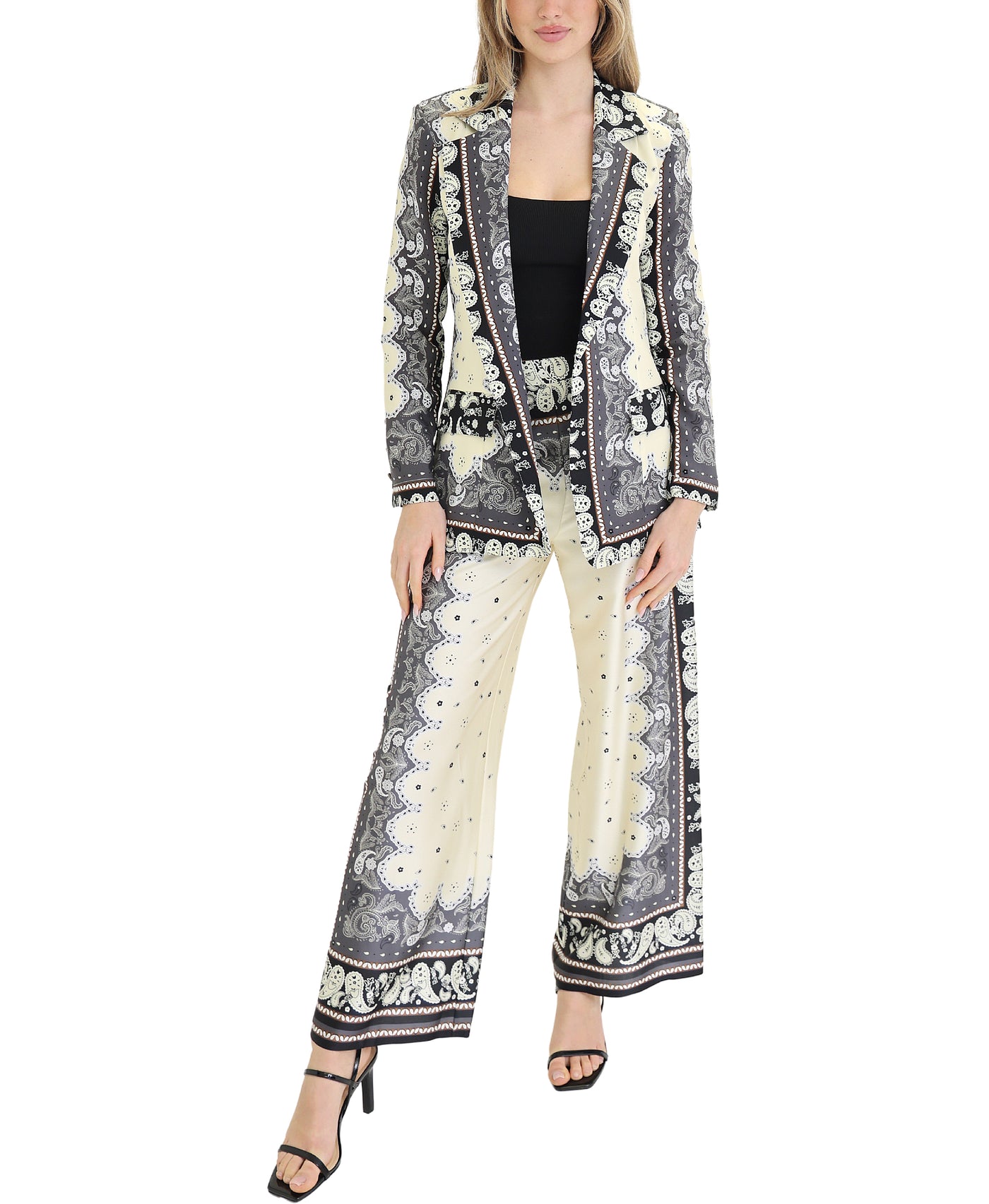 Bandana Print Blazer & Pant Set- 2 Pc Set view 1