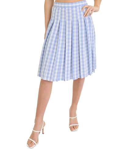 Pleated Check Knit Skirt image 1