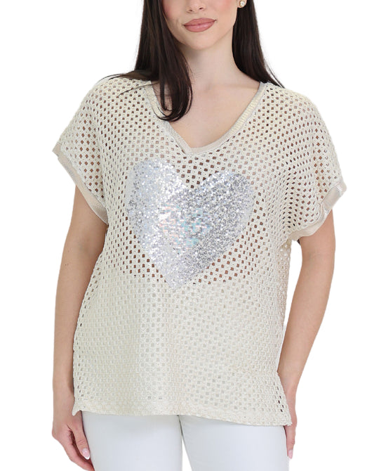 Crochet Top w/ Sequin Heart view 