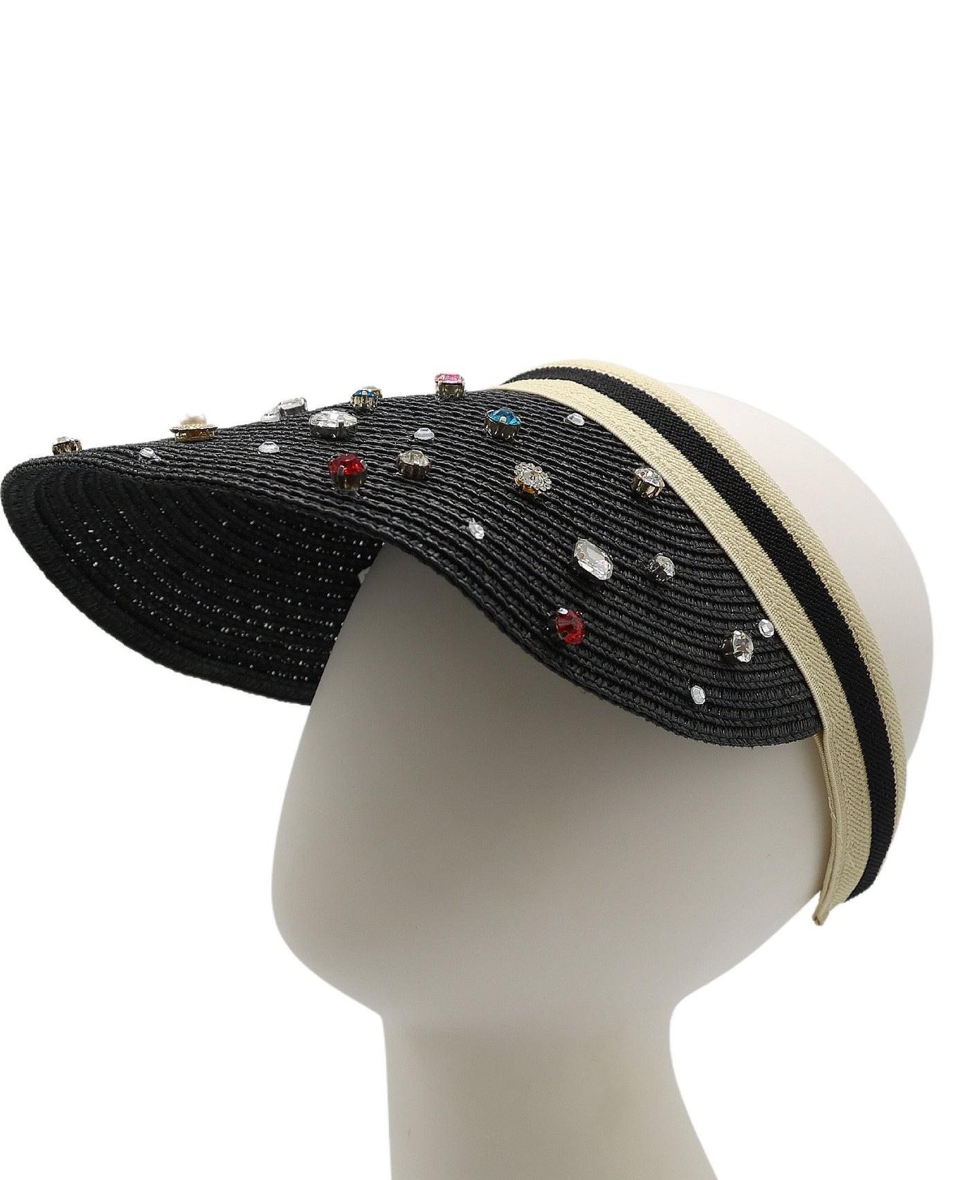 Straw Visor Hat w/ Jewels view 1