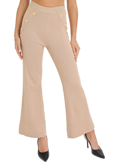 Wide Leg Pants w/ Button Accents view 1