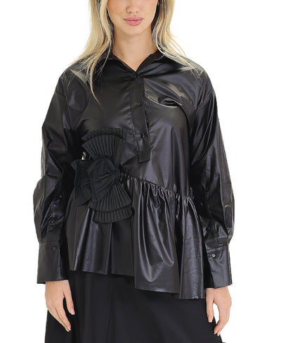 Faux Leather Ruffle Top image 1