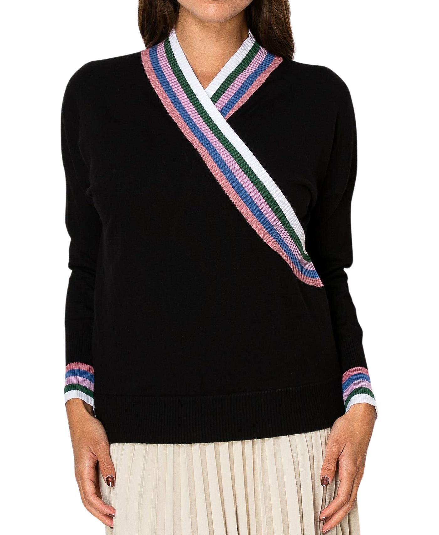 Striped Wrap Sweater view 1