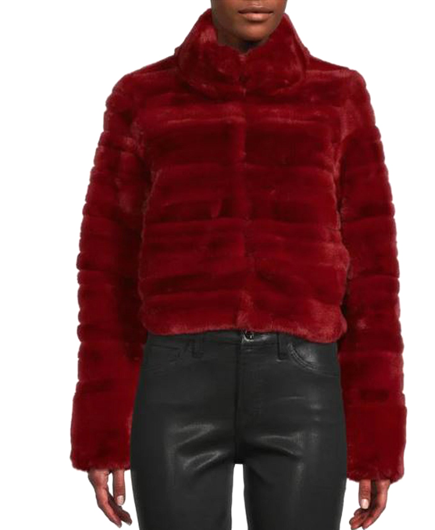 Ribbed Faux Fur Cropped Jacket view 1