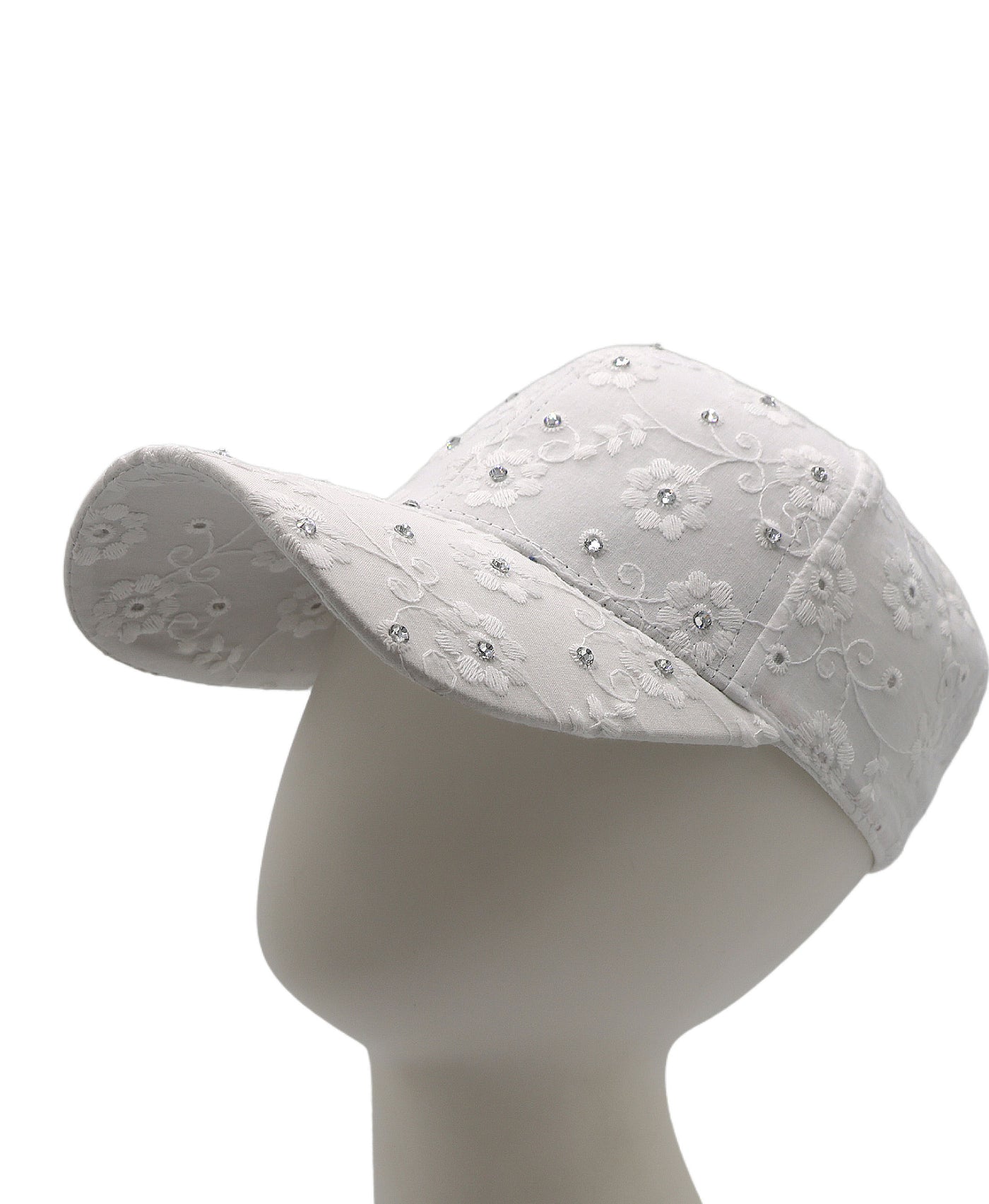 Flower Embroidered Hat w/ Rhinestones view 1