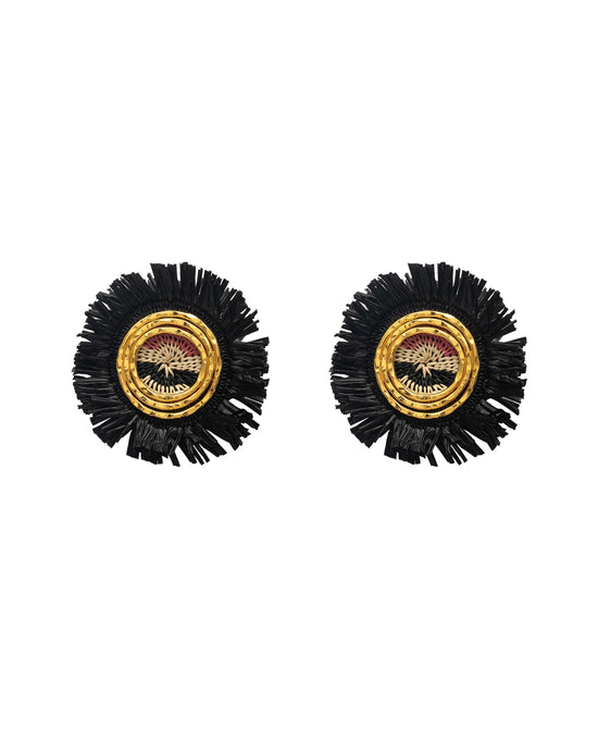 24K Gold Plated Round Fringe Earrings view 1