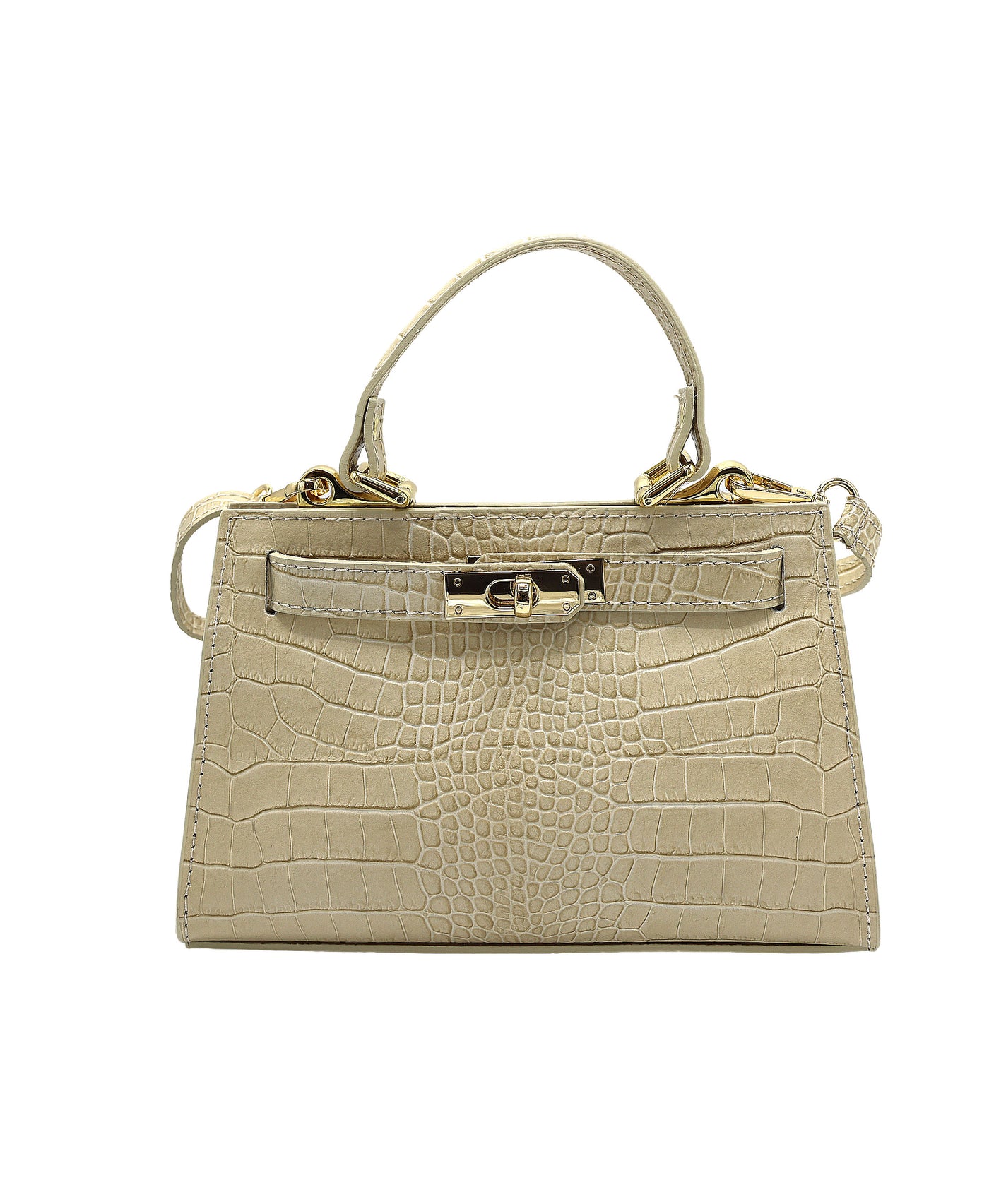 Leather Croc-Embossed Handbag view 1