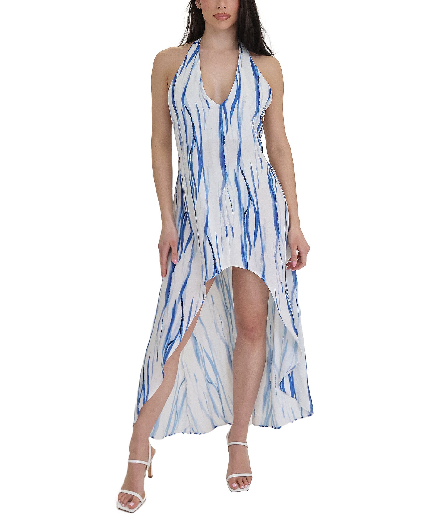 Printed Hi Lo Swim Cover-Up w/ Back Detail view 1