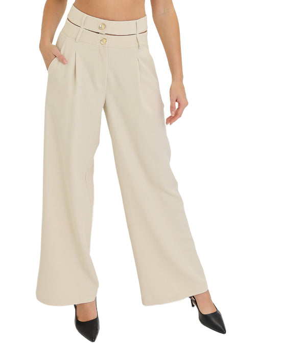 Wide Leg Pants w/ Metal Detail view 