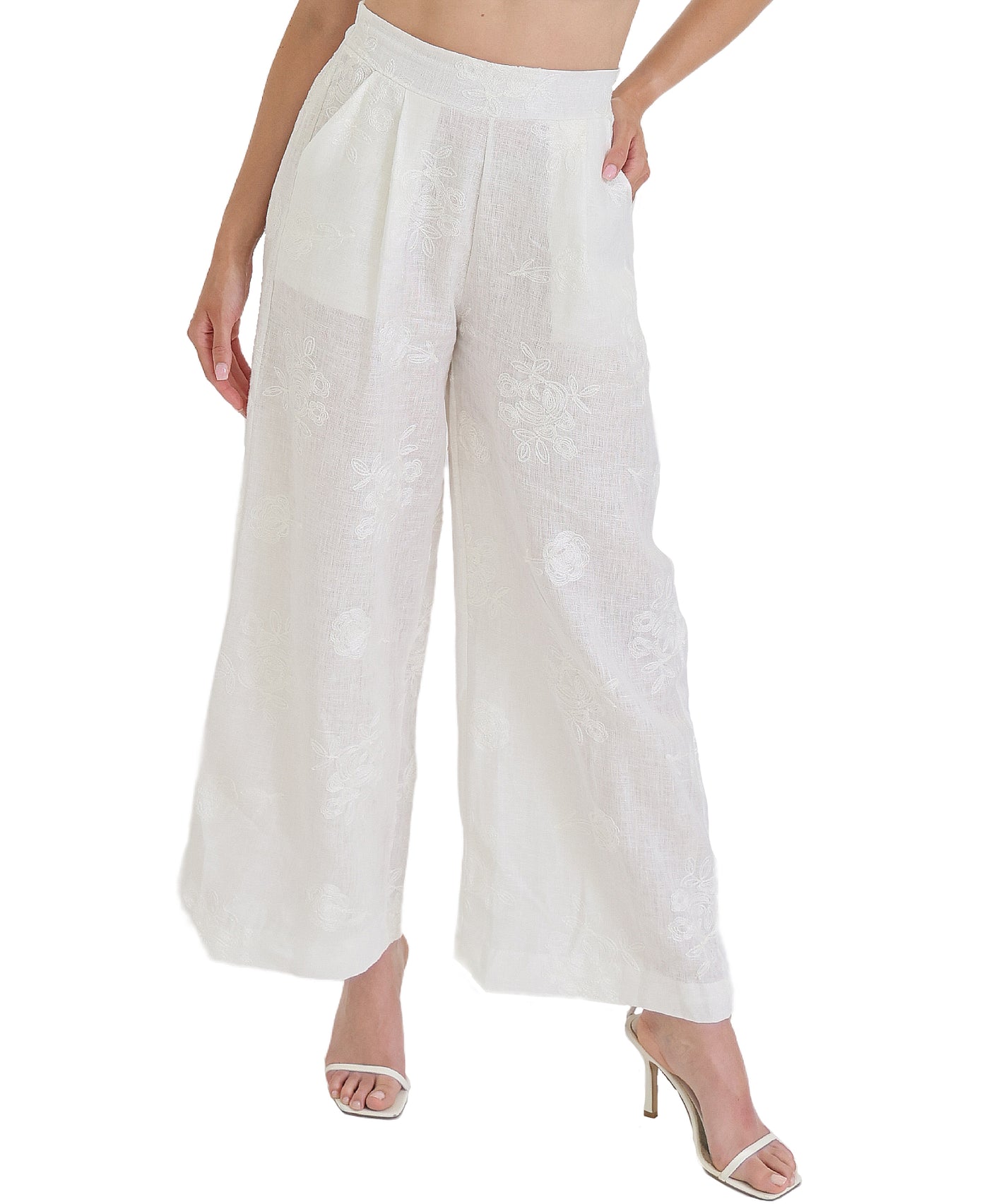 Linen Embroidered Pants view 1