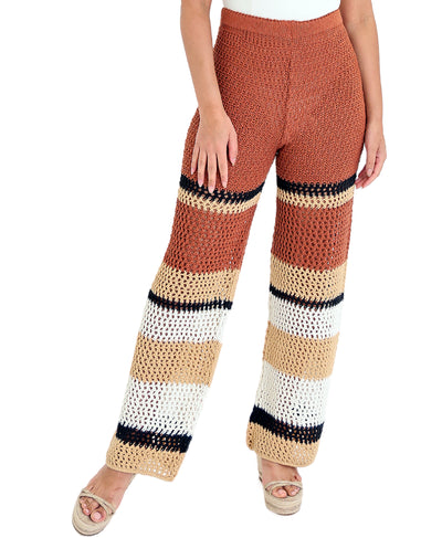 Colorblock Crochet Wide Leg Pants image 1