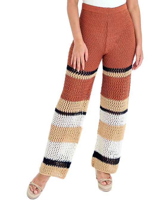 Colorblock Crochet Wide Leg Pants view 1
